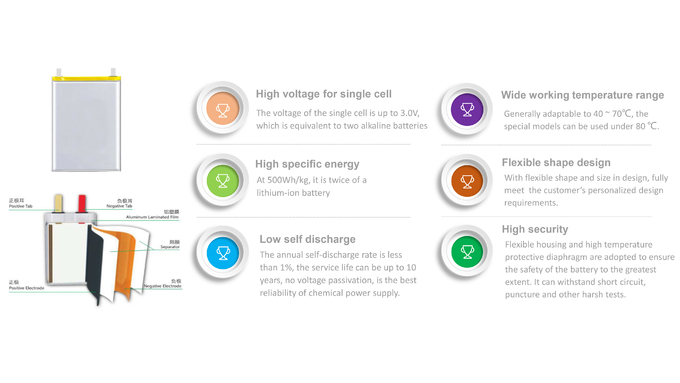 RFID Thin Cell Battery CP224248 3.0v 850mah Long Life For Bluetooth Tags
